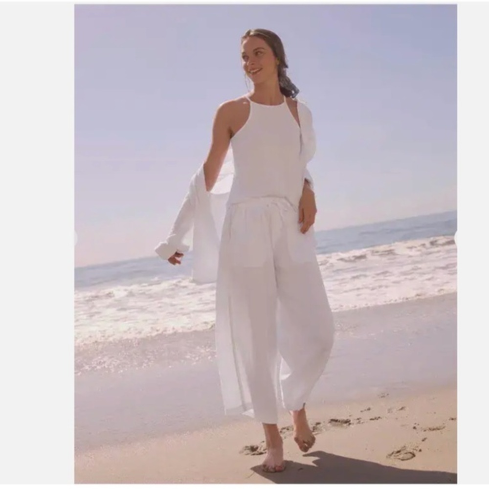 Splendid Kit White Gauze Palazzo Wide Leg Pants Nwt Beach Resort XL